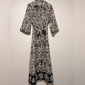 Sincerely Jules Black and White Printed Tie-Waist Maxi Dress